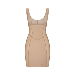POWER MESH SHAPEWEAR OPEN BUST SLIP DRESS | CLAY