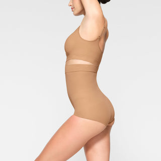 SHEER SEAMLESS HIGH-WAISTED BRIEF | OCHRE