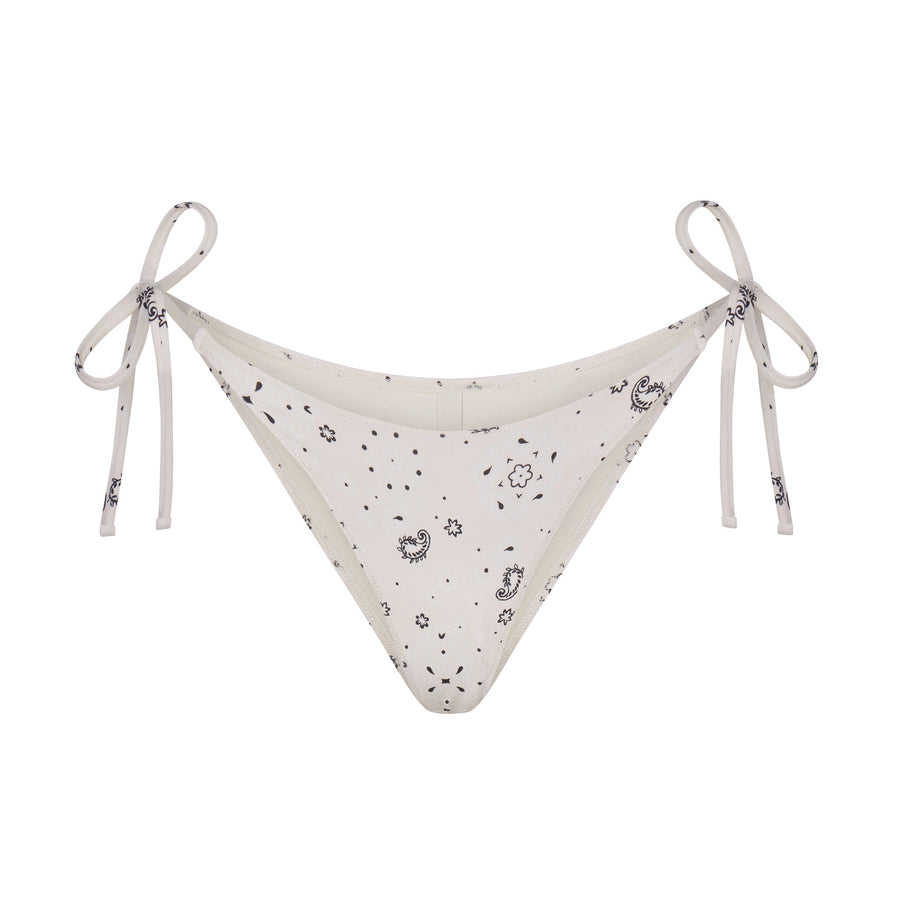 SIGNATURE SWIM DIPPED TIE BIKINI BOTTOM | ECRU BANDANA PRINT