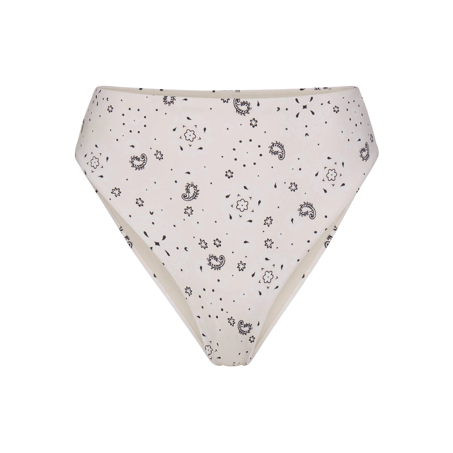 SIGNATURE SWIM HIGH-WAISTED BIKINI BOTTOM | ECRU BANDANA PRINT