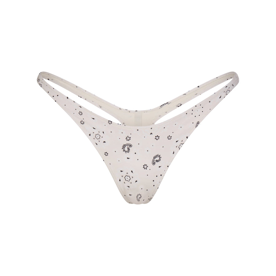 SIGNATURE SWIM THONG BIKINI BOTTOM | ECRU BANDANA PRINT