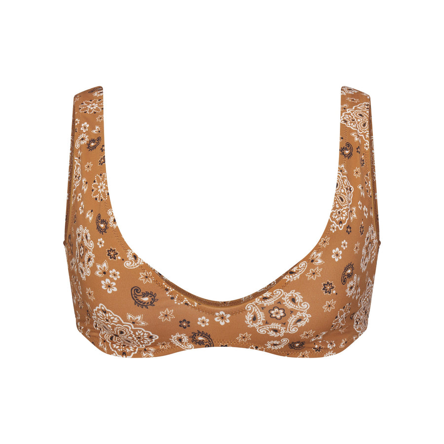 SIGNATURE SWIM PLUNGE BIKINI TOP | ALMOND BANDANA