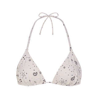 SIGNATURE SWIM TRIANGLE BIKINI TOP | ECRU BANDANA PRINT