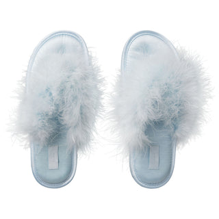FAUX FEATHER SLIPPER | BABY BLUE