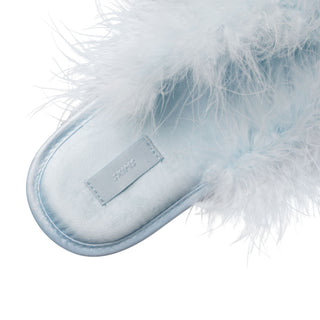 FAUX FEATHER SLIPPER | BABY BLUE