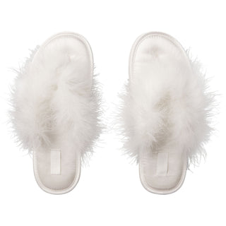 FAUX FEATHER SLIPPER | IVORY