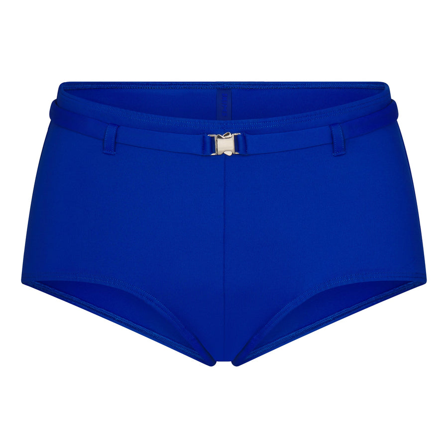 ICONIC SWIM BELTED BOY SHORT BIKINI BOTTOM | COBALT