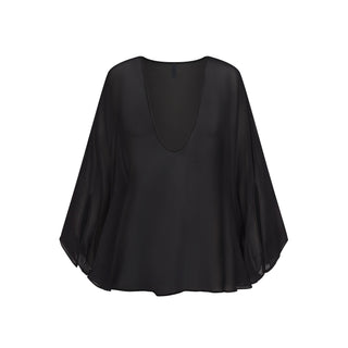 SWIM COVER-UPS SHEER MINI KAFTAN | OBSIDIAN