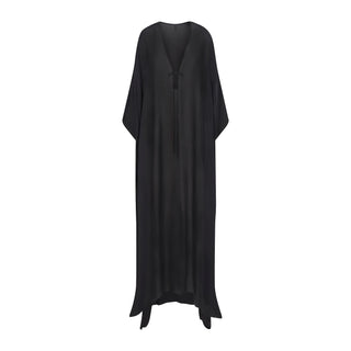 SWIM COVER-UPS SHEER LONG KAFTAN | OBSIDIAN