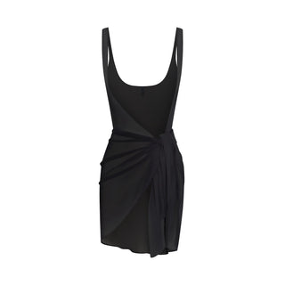 SWIM COVER-UPS SHEER OPEN FRONT SARONG | OBSIDIAN