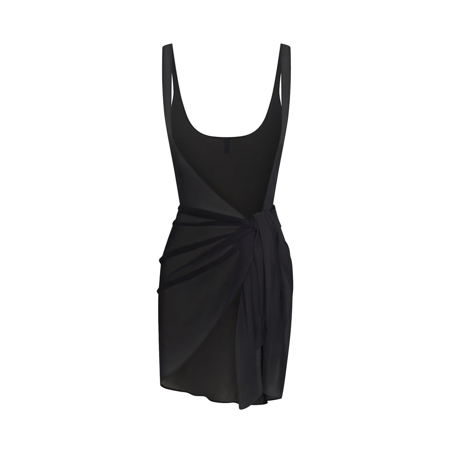 SWIM COVER-UPS SHEER OPEN FRONT SARONG | OBSIDIAN