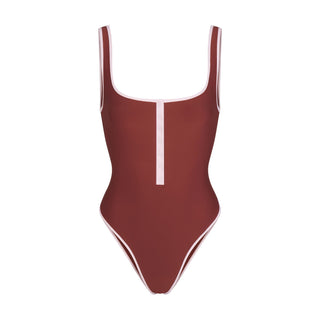SIGNATURE SWIM SNAP FRONT ONE PIECE | HENNA CONTRAST