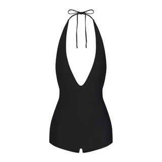 SIGNATURE SWIM PLUNGE SHORTIE ONE PIECE | ONYX