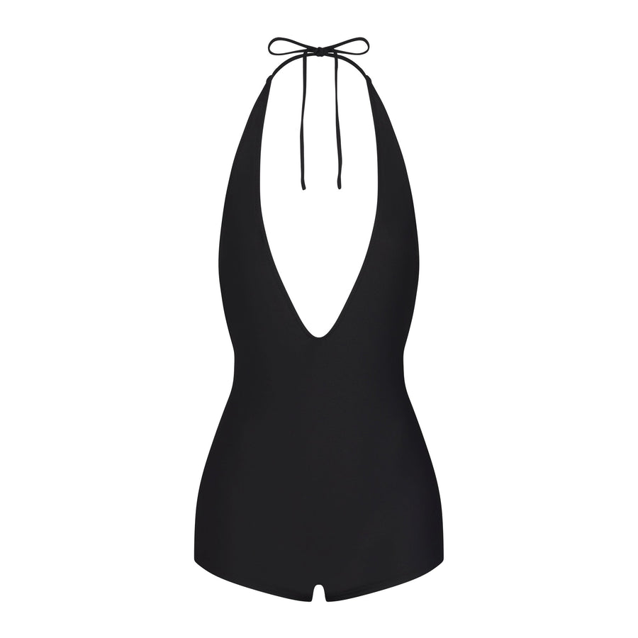 SIGNATURE SWIM PLUNGE SHORTIE ONE PIECE | ONYX