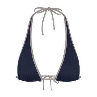 SIGNATURE SWIM HALTER PLUNGE BIKINI TOP | NAVY CONTRAST