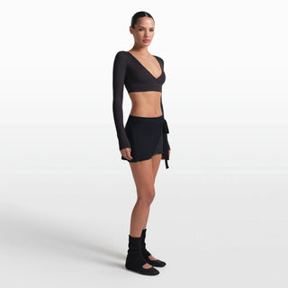 NikeSKIMS STRETCH KNIT WRAP SKIRT | OBSIDIAN