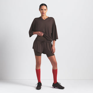NikeSKIMS AIRY V-NECK OVERSIZED TOP | DARK SEPIA