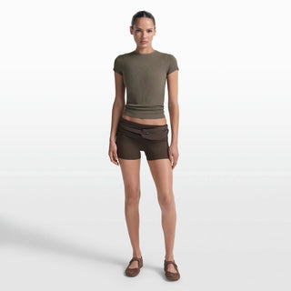 NikeSKIMS RIBBED SEAMLESS BABY TEE | DUSTY OAKMOSS
