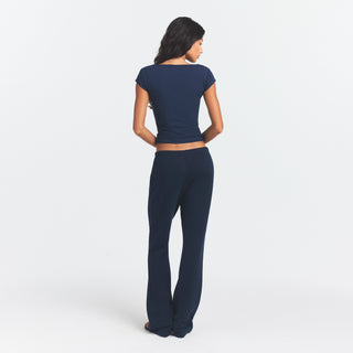 COTTON JERSEY SCOOP NECK T-SHIRT | NAVY