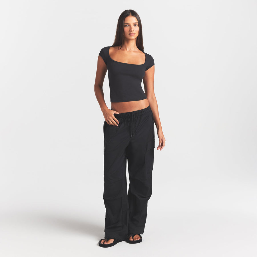 COTTON JERSEY SCOOP NECK T-SHIRT | SOOT