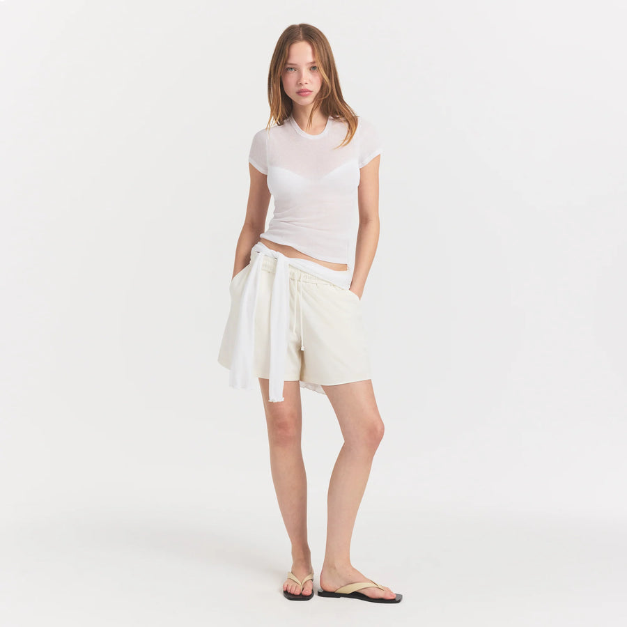 SHEER RIB T-SHIRT | SNOW