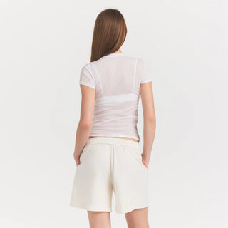 SHEER RIB T-SHIRT | SNOW