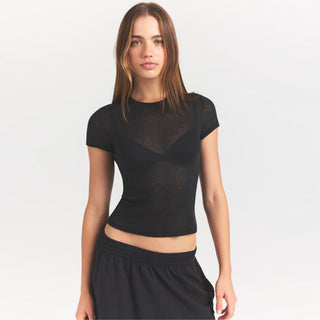SHEER RIB T-SHIRT | SOOT