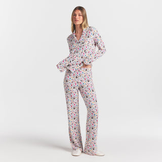 SKIMS SLEEP LONG SLEEVE BUTTON UP SET | MARBLE COOL BUNNY