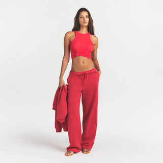 COTTON FLEECE CLASSIC STRAIGHT LEG PANT | WASHED RED