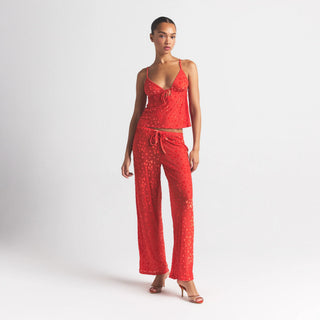 SHEER VELVET CAMI AND PANT SET | RUBY