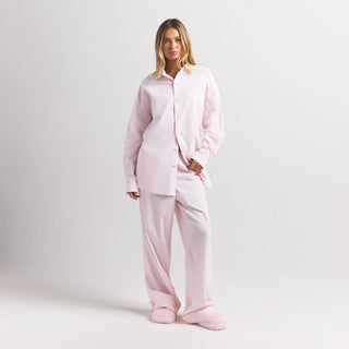 COTTON POPLIN OVERSIZED SLEEP SET | CHERRY BLOSSOM STRIPE