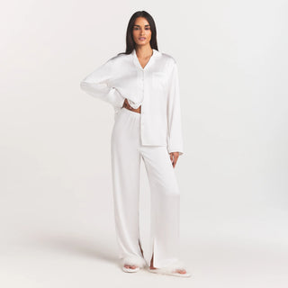 WOVEN SHINE LONG SLEEP SET | IVORY
