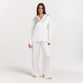 WOVEN SHINE LONG SLEEP SET | IVORY