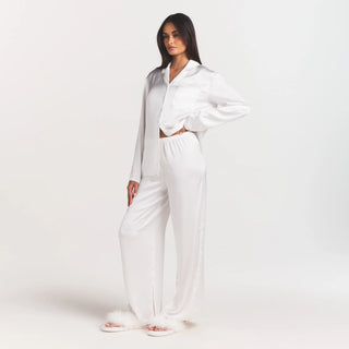 WOVEN SHINE LONG SLEEP SET | IVORY
