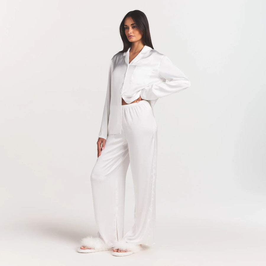 WOVEN SHINE LONG SLEEP SET | IVORY