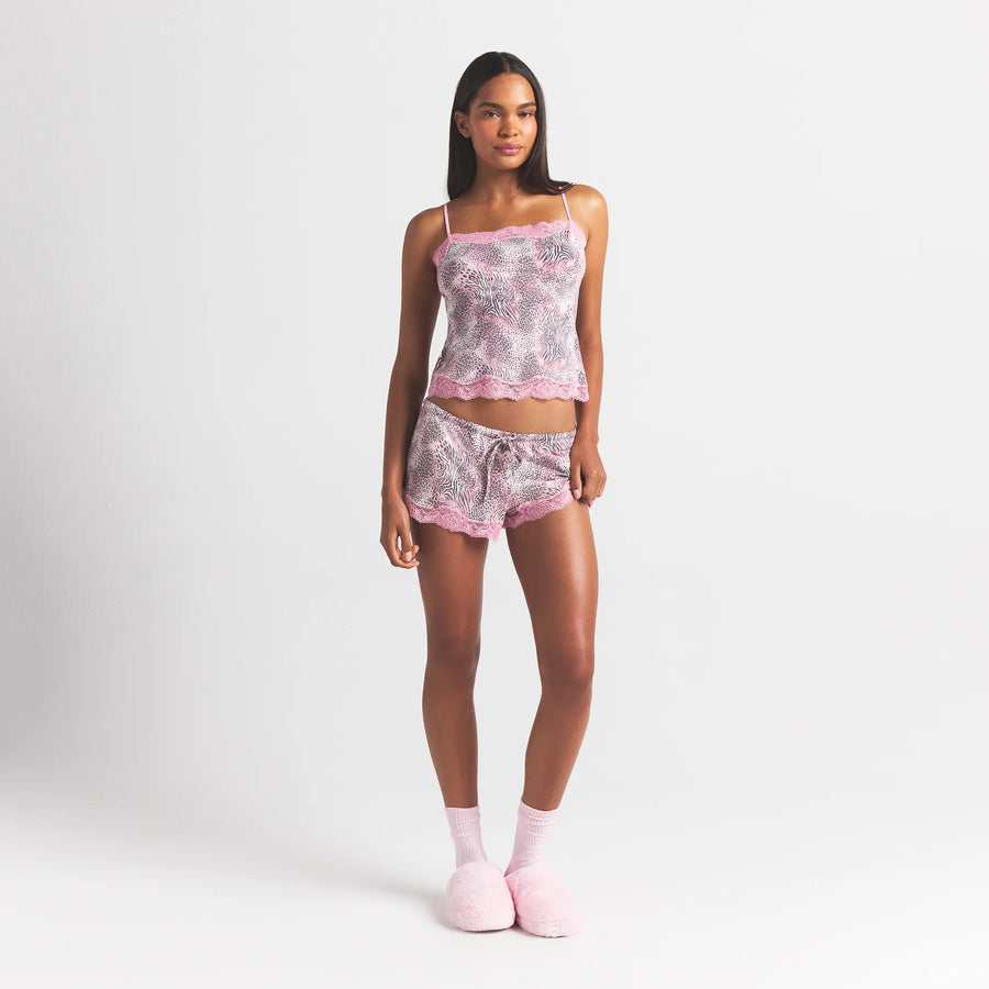 SKIMS SLEEP LACE CAMI AND SHORT SET | BLOOM MINI MULTI ANIMAL