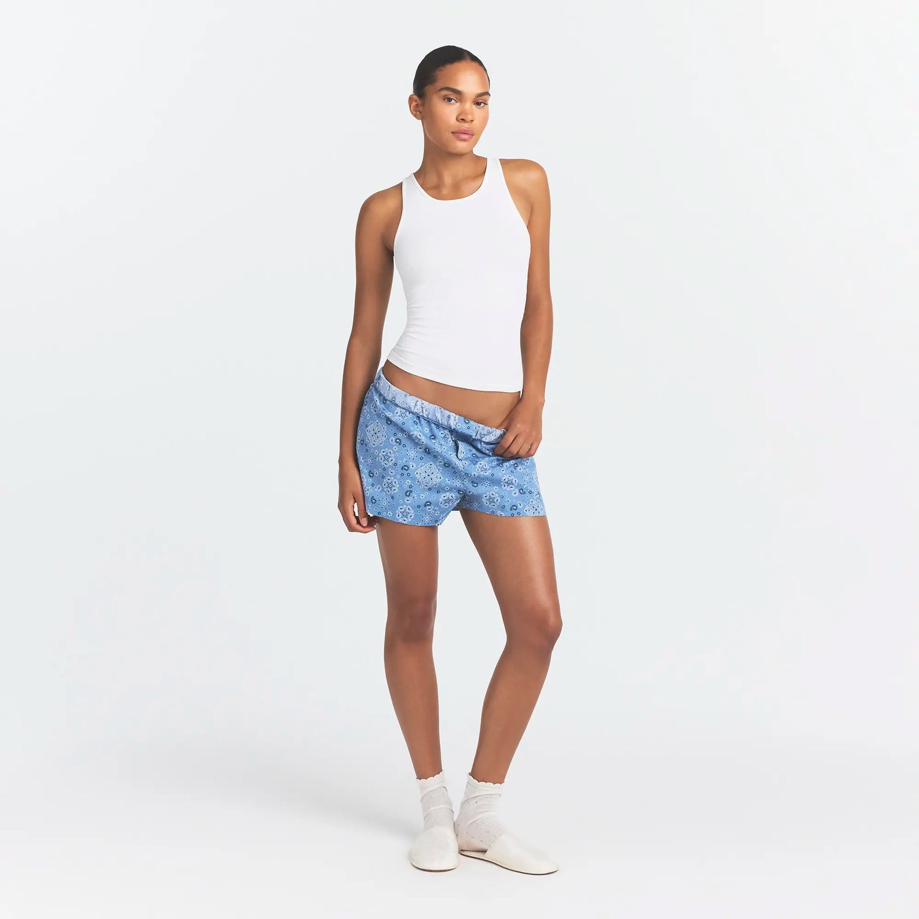 COTTON POPLIN BOXER SLEEP SET | ARCTIC SNOW BANDANA