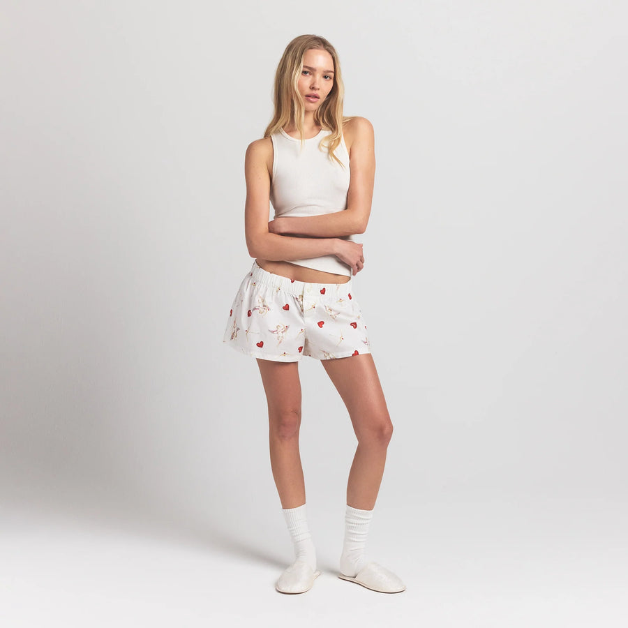COTTON POPLIN BOXER SLEEP SET | MARBLE CHERUB PRINT
