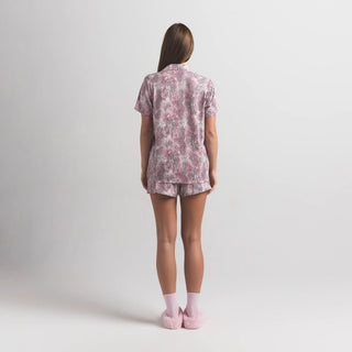 SKIMS SLEEP SHORT SLEEVE BUTTON UP SET | BLOOM MINI MULTI ANIMAL