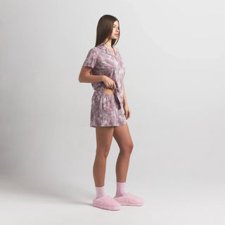 SKIMS SLEEP SHORT SLEEVE BUTTON UP SET | BLOOM MINI MULTI ANIMAL