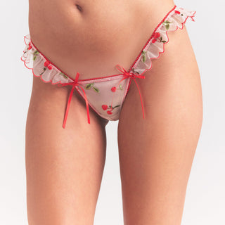 EMBROIDERED TULLE BUTTERFLY THONG | PRIMROSE CHERRY TULLE