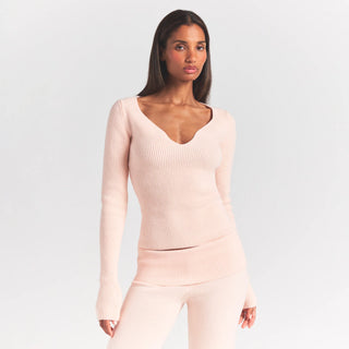 SWEATER KNITS RIBBED LONG SLEEVE TOP | PRIMROSE