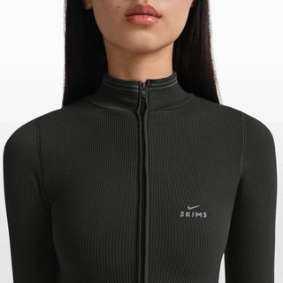 NikeSKIMS RIBBED SEAMLESS ZIP UP CROP JACKET | OBSIDIAN