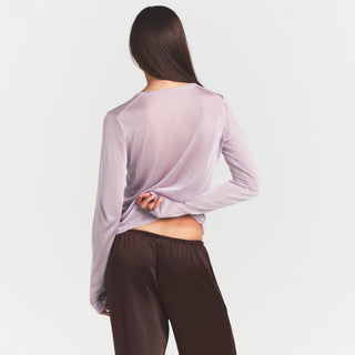 SLINKY KNIT CREW NECK LONG SLEEVE TOP | IRIS MICA