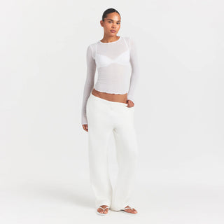 SHEER RIB LONG SLEEVE TOP | SNOW