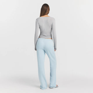 SHEER MODAL CREWNECK HENLEY | HEATHER GREY