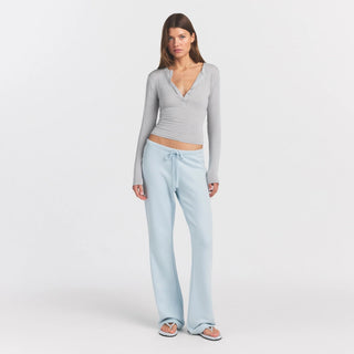 SHEER MODAL CREWNECK HENLEY | HEATHER GREY