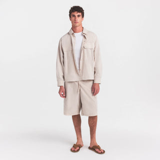 WOVEN MENS RELAXED SHIRT | STONE