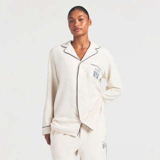 SKIMS FOR TEAM USA FLEECE UNISEX OLYMPIC OVERSIZED SLEEP TOP | ECRU
