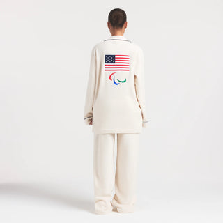 SKIMS FOR TEAM USA FLEECE UNISEX PARALYMPIC OVERSIZED SLEEP TOP | ECRU